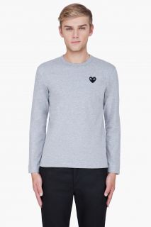 Comme Des Garçons Play  Grey Black Emblem Jersey Shirt for men