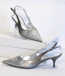 Damen Sling Pumps silber / grau Gr. 41 Schuhe