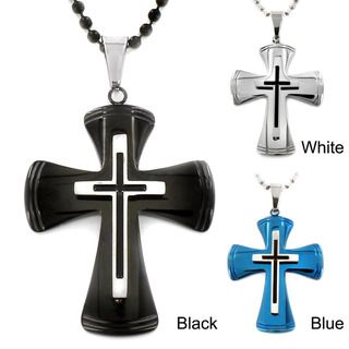 Two tone Stainless Steel Layered Cross Necklace
