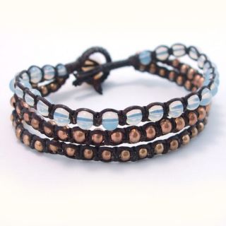 Moonstone Brass Beads Chic Medley 3 strand Bracelet (Thailand