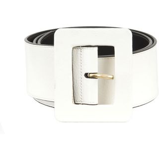 YSL Womens Ivory Patent Leather Wide Belt