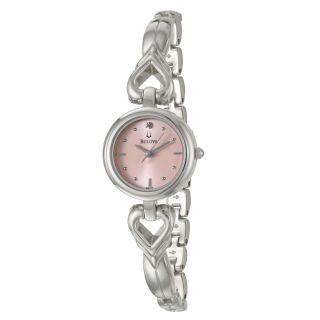 Bulova Womens Diamonds Stainless Steel Hearts Pink Dial Watch Today