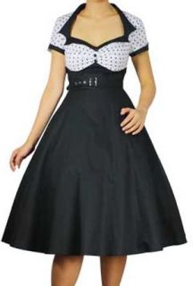 Pretty Kitty Fashion 50s Schwarz Weiß Polka Dot Retro Kleid: 