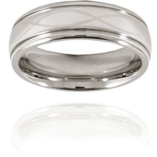 Mens Tungsten Grooved Laser Design Polished Band (7 mm) Today $33.99
