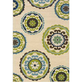 Ivory/ Green Outdoor Area Rug (53 x 76) Today $96.99 4.5 (6 reviews