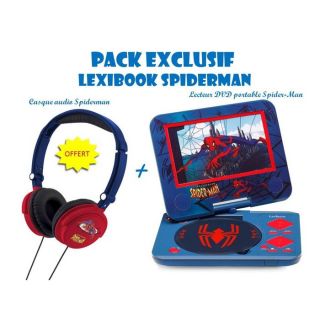 CASQUE AUDIO ENFANT SpiderMan   Pack Exclu Lecteur DVD + Casque OFFERT