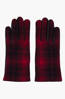 Paul Smith  Red Flannel & Leather Gloves for men