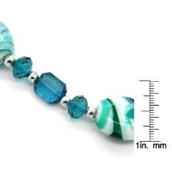 Pearlz Ocean Silvertone Copper Blue Glass Bead Fashion Necklace