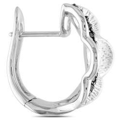Miadora Sterling Silver Black Spinel Hoop Earrings