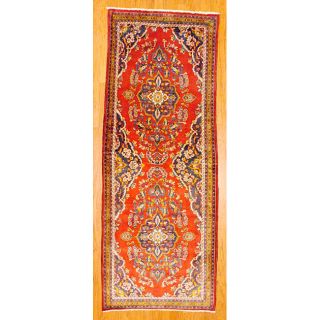 Persian Hand knotted Red/ Yellow Tribal Hamadan Wool Rug (36 x 95