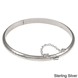 Sterling Essentials Silver 7 inch Hand engraved Bangle Bracelet (5mm
