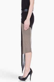 Helmut Lang Olive Combo Layered Jersey Skirt for women