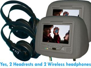 inch Grey Headrest LCD and DVD Player (Set of 2)