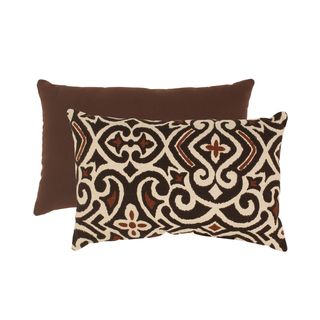 Pillow Perfect Brown/ Beige Damask Rectangular Throw Pillow