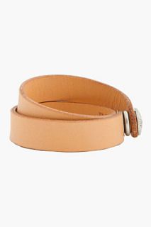 Balmain Beige Buffed Leather Bracelet for men