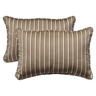 Pillow Perfect Outdoor Brown/ Beige Striped Toss Pillows with