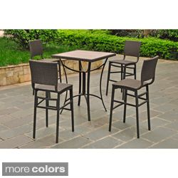 Barcelona 32 inch Square Bar Height Bistro Group Table with 4 Chairs