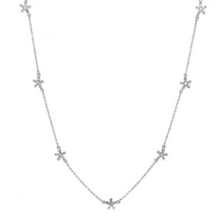 Moise Sterling Silver Clear Cubic Zirconia Flower Station Necklace